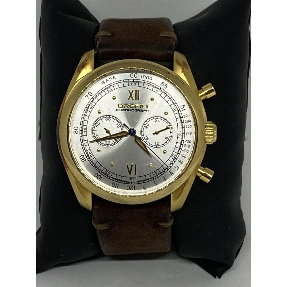 Orefici AA15182 Men's Brown Leather Analog Silver Dial Quartz Wrist Watch BP723